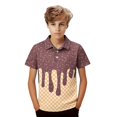 thumbnail image 1 of CPNG Boys Summer Shirt Comfortable Fashion Funny Ice Cream Print Short Sleeve Loose Lapel Buttoned Shirts(Coffee,5-6 Years), 1 of 7