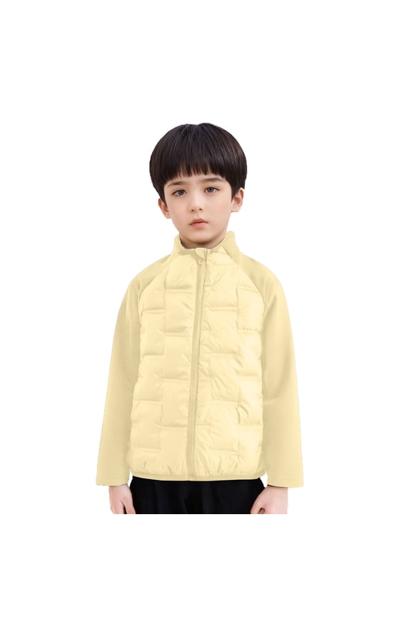 Boys Winter Jacket Golf Lightweight Performance Zip Up Long Sleeve Windproof Casual Insulated Slim Fit Quilted Outerwear Puffer Jacket with Pockets