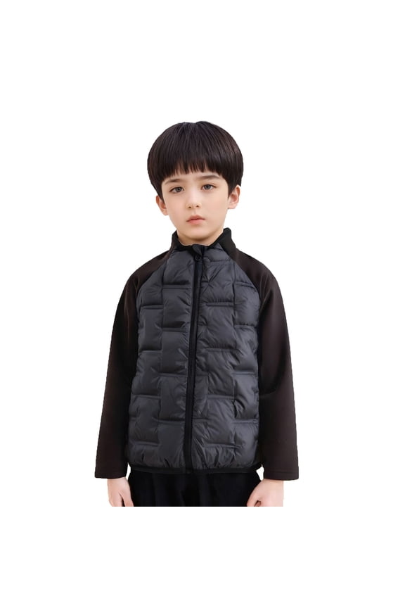 Boys Winter Jacket Golf Lightweight Performance Zip Up Long Sleeve Windproof Casual Insulated Slim Fit Quilted Outerwear Puffer Jacket with Pockets