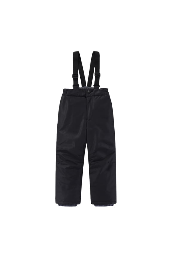 Boys and Girls Shoulder Straps Cotton Pants Waterproof Snow Ski Pants Winter Outdoor Snowboard Bibs Snow Trouser(Black,9-10 Years)