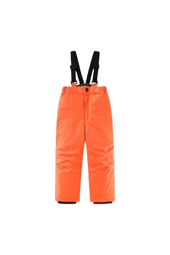 Boys and Girls Shoulder Straps Cotton Pants Waterproof Snow Ski Pants Winter Outdoor Snowboard Bibs Snow Trouser(Orange,7-8 Years)