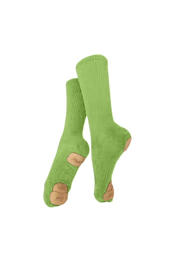 Girls Non-Slip Dance Socks Barefoot Workout Socks Breathable Cotton Middle Calf Stockings with Grip Soles for Ballet Dance Practices and Playtimes