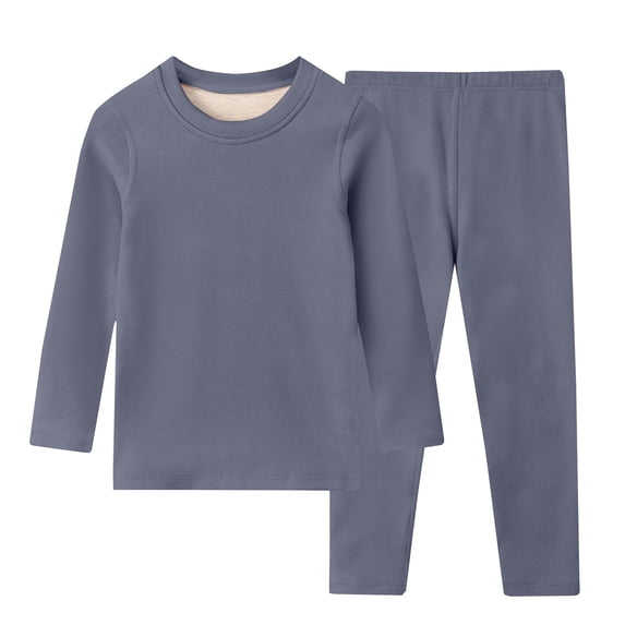 CPNG Children's Boys Girls Thermal Underwear Autumn Winter Base Layer Round Neck Heated Autumn Clothes and Long Trousers Set(Grey,10-11 Years)