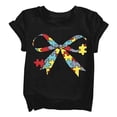 thumbnail image 1 of CPNG Children's Girls and Boys T Shirt Autism Awareness Bow Puzzle Print Loose Fit Tees Summer Casual Crew Neck Short Sleeve T-Shirt, 1 of 8