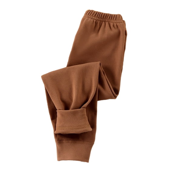 CPNG Children's Kid's Thermal Base Layer Pant Solid Color Velvet Elastic Waist Lounge Pant Autumn and Winter Sleeping Pants(Coffee,6-7 Years)
