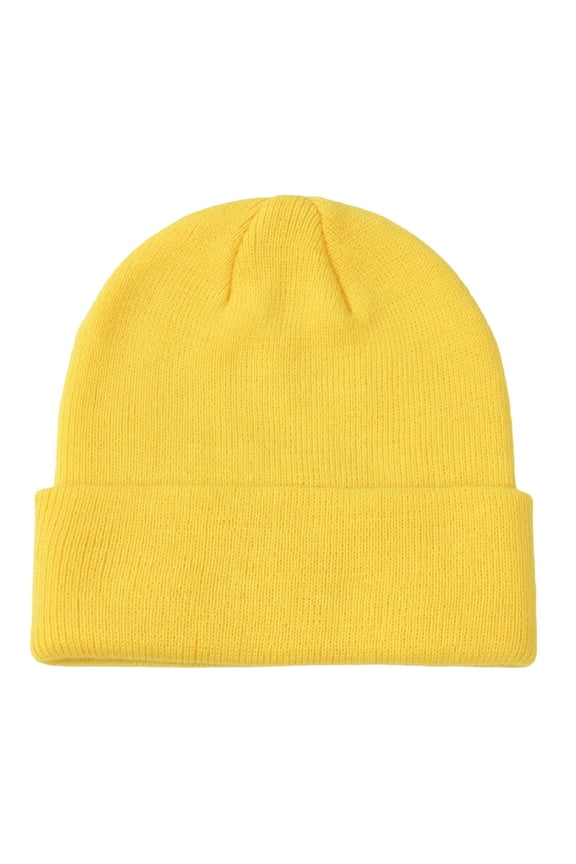 Cotton Double Layer Knit Daily Cuffed Beanie Hat Knit Warm Thick Acrylic Winter Hats for Girls, Slouchy Beanies Cuffed Skull Cap Warm Ski Hat
