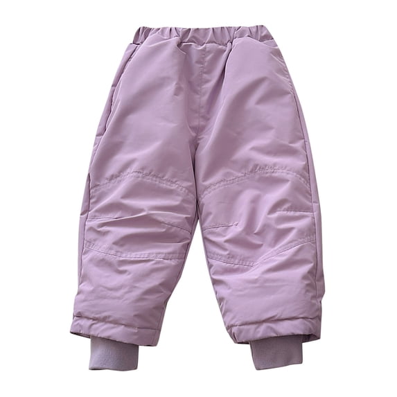 CPNG Cotton Padded Pants for Kids Girls Boys Winter Skiing Pants Windproof Thick Warm Activewear Snowpant Outdoor Sport Pants(Purple,12-18 Months)
