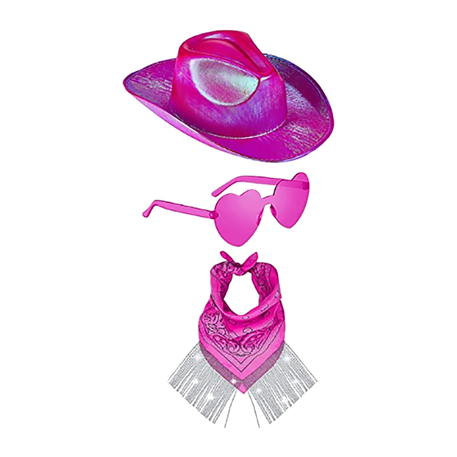 CPNG Cowboy Hat Set Cowgirl Hat with Feather Heart Shaped 