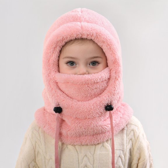 CPNG Cozy All-in-One 3 in 1 Beanie Hat with Scarf and Mask Unisex Kid Fleece Lining Hat Winter Windproof Warm Fleece Balaclava Thermal Sherpa Hood Ski Face Mask