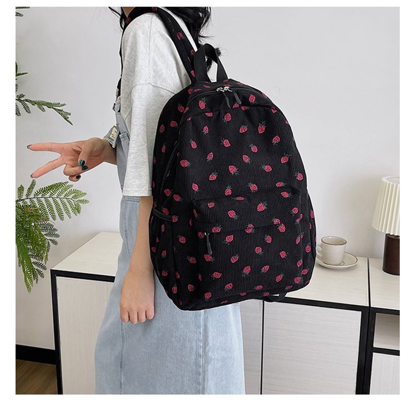 CPNG Cute Cherry Cottagecore Backpack Kawaii Aesthetic Backpack College ...