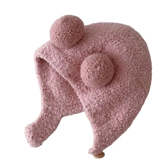 CPNG Cute and Super Cute Ball Cap Warm Plush Hat Soft Bonnet Kids Girl Boys Head Cap Ear Protection Fleece Hemming Caps Cold-Proof Pure Hand-Crocheted