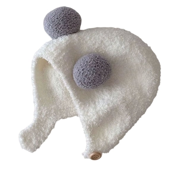 CPNG Cute and Super Cute Ball Cap Warm Plush Hat Soft Bonnet Kids Girl Boys Head Cap Ear Protection Fleece Hemming Caps Cold-Proof Pure Hand-Crocheted