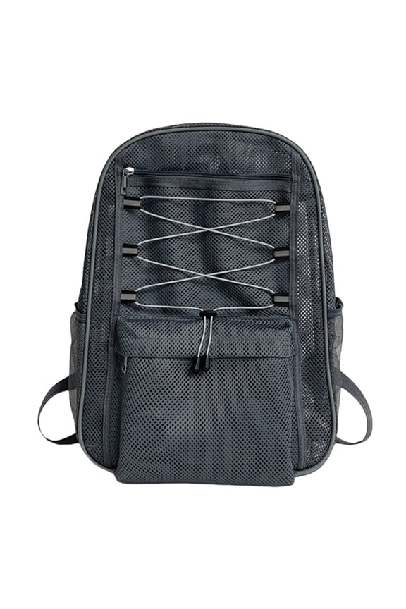 Fashion See Through Mesh Backpack 17.7 Inch Bookbags Heavy Duty Net Bookbag with Elastic Rope & 3D Padded Straps Casual Lightweight Travel Daypacks