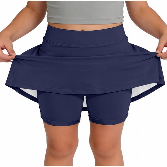 CPNG Girl's Athletic Skorts Solid Color Sporty Skirts Shorts with Pockets Little Girl High Waisted Stretchy Skort Sporty Skorts