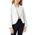 thumbnail image 1 of CPNG Girls Blazer Jacket Solid Color Lapel Office Casual Lightweight Plus Size Ruched 3/4 Sleeve Blazer Jacket Suit Open Front Long Sleeve Blazers, 1 of 5