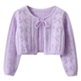 thumbnail image 1 of CPNG Girls Bolero Shrug Sweater Cardigan Tie Up Solid Color Ribbed Knit Outwear Coats Cute Bow Open Front Long Sleeve Dress Cover Up Ruffle Knit Closure Clothes, 1 of 9