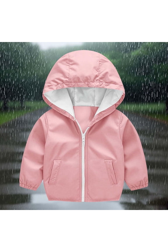 Girls Boys Waterproof Lightweight Raincoat Full Zip Hooded Breathable Rain Jacket Toddler Kids Fashion Outdoor Easy to Fold Windbreaker Coat