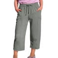thumbnail image 1 of CPNG Girls Capris Pants Summer Casual Cotton Linen Straight Wide Leg Loose Drawstring Elastic Waist Cropped Trouser(Dark Gray,4-5 Years), 1 of 7