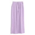 thumbnail image 1 of CPNG Girls Casual Pants Loose Straight Wide Leg Pants Elastic High Waist Drawstring Baggy Sweatpants(Purple,11-12 Years), 1 of 7