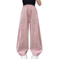 thumbnail image 1 of CPNG Girls Casual Sweatpants Solid Color Wide Leg Elastic Waist Baggy Sweatpants Loose Lightweight Street Style Pants, 1 of 6