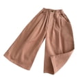 thumbnail image 1 of CPNG Girls Casual Sweatpants Spring Autumn Corduroy Straight Wide Leg Loose Pants Solid Color Elastic High Waist Trousers(Pink,18-24 Months), 1 of 7