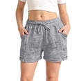 thumbnail image 1 of CPNG Girls Cotton Linen Casual Shorts Elastic High Waist Shorts Solid Color Summer Comfy Loose Drawstring Shorts with Pockets(Grey,7-8 Years), 1 of 9