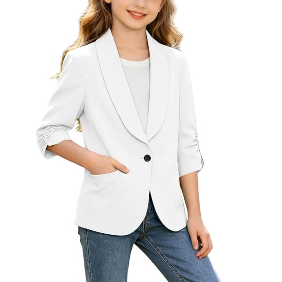 CPNG Girls' Cropped Blazer Casual and Elegant Loose Suit Jacket Kids School Uniform Lightweight Slim Fit Jacket
