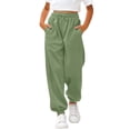 thumbnail image 1 of CPNG Girls Daily Baggy Straight Leg Sweatpants High Waist Elastic Waist Solid Color Wide Leg Athletic Workout Casual Pants Joggers(Light Green,11-12 Years), 1 of 7