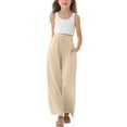thumbnail image 1 of CPNG Girls Daily Baggy Sweatpants High Waist Elastic Waist Drawstring Wide Leg Straight Leg Workout Casual Pants Joggers(Beige,10-11 Years), 1 of 6