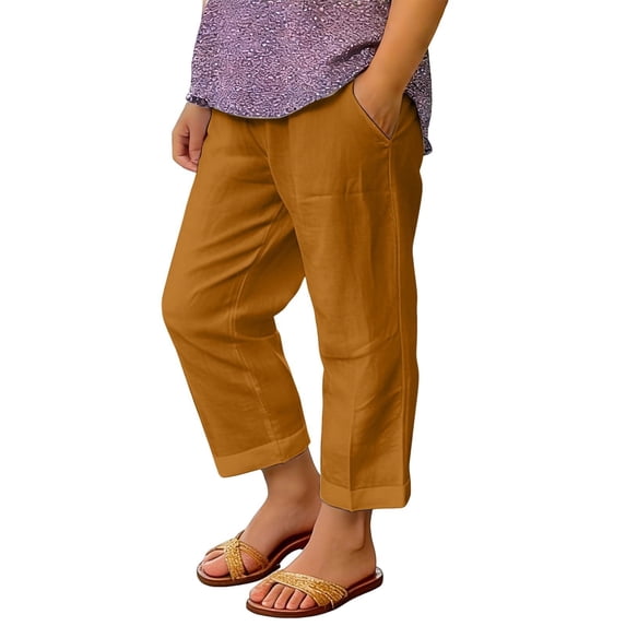 CPNG Girls Daily Casual Baggy Solid Color Pants Teen Girls Straight Soft Pants Loose Pockets Elastic Waist Pants(Brown,12-13 Years)