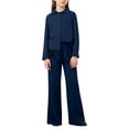 thumbnail image 1 of CPNG Girls Fashionable Outfits 2 Pcs Set Back Pleated Long Sleeved Button Shirt and Casual Pants Solid Color Set(Navy,8 Years), 1 of 5