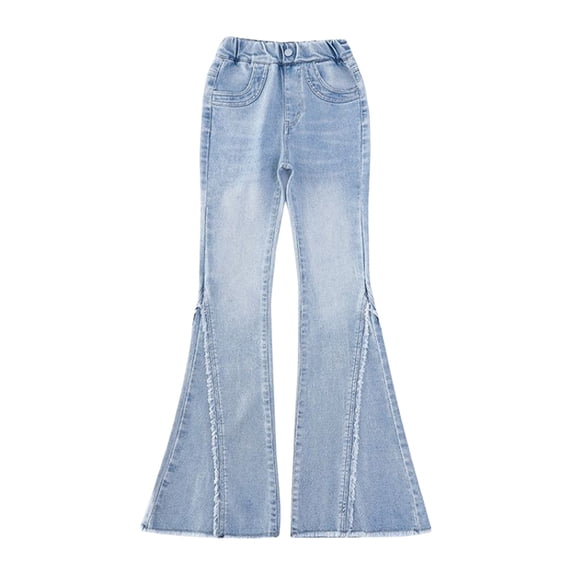 CPNG Girls Flared Jeans Elastic Waistband Denim Bell Bottom Pants ...