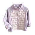 thumbnail image 1 of CPNG Girls Fleece Quilted Jacket Solid Color Stand Collar Full Zip Long Sleeve Jacket Spring Autumn Winter Lightweight Warm Outdoor Casual Coat, 1 of 8