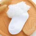 thumbnail image 1 of CPNG Girls Frilly Ruffle Socks Double Lace Turn Cuff Fluffy Frilly Ankle Dress Socks Cute Pearls Lace Socks for Toddler Girls Dress and Daily, 1 of 2