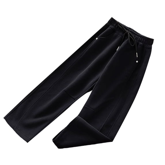 CPNG Girls High Waist Wide Leg Sweatpants Kids Cotton Athletic Running Pants Drawstring Elastic Waist Track Pants with Pocket Soft Spring Fall Pants