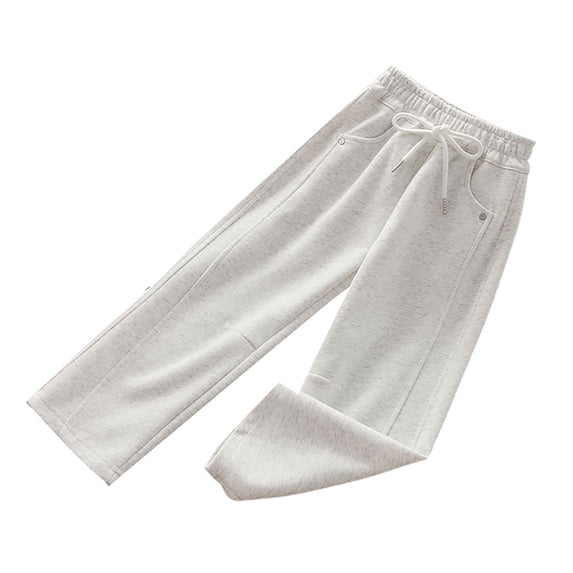 CPNG Girls High Waist Wide Leg Sweatpants Kids Cotton Athletic Running Pants Drawstring Elastic Waist Track Pants with Pocket Soft Spring Fall Pants