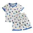 thumbnail image 1 of CPNG Girls Home Clothes Outfits Summer Thin Pajamas Cute Print Short Sleeve T-Shirt and Shorts Set Kids 2Pcs Set(White,7-8 Years), 1 of 3