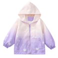 thumbnail image 1 of CPNG Girls Hooded Jacket Gradient Color Heart Print Zip Up Windbreaker Coat Spring Autumn Lightweight Breathable Outdoor Outerwear, 1 of 4
