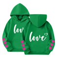 thumbnail image 1 of CPNG Girls Hoodies Tops Love Heart Print Long Sleeve Hooded Sweatshirts with Front Pocket Kids Loose Fit Daily Pullover Sweatshirt, 1 of 5
