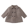 thumbnail image 1 of CPNG Girls Houndstooth Plaid Coat Double Breasted Lapel Collar Long Sleeve with Pockets Fall Winter Casual Mid-Length Pea Coat Outerwear, 1 of 8