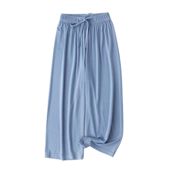 CPNG Girls Loose Casual Pants Candy Colored Baggy Wide Leg Anti-Mosquito Elastic High Waist Drawstring Pants(Sky Blue,3-4 Years)