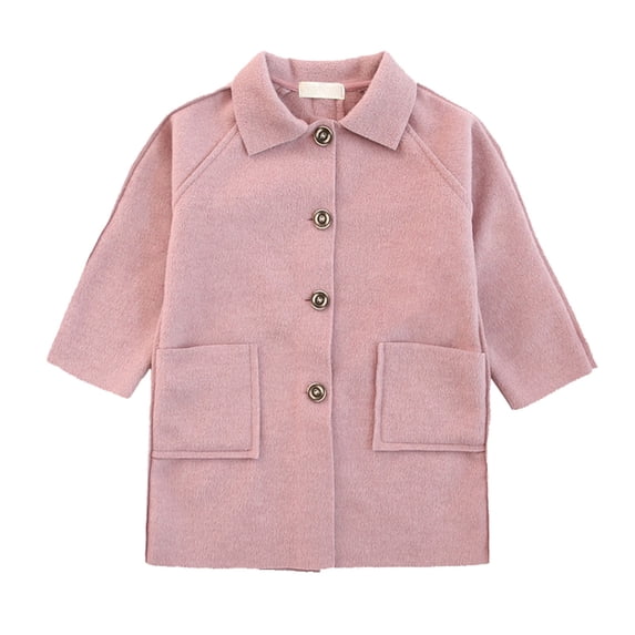 CPNG Girls New Double Woolen Coat Blend Dress Coat Single Breasted Long Sleeve Lapel Collar Trench Outwear Pea Coat Korean Version Of Casual Jacket for Autumn Winter