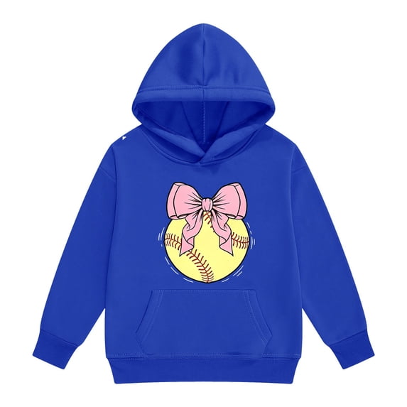 CPNG Girls Oversized Hoodie Softball Bow Printed Long Sleeve Hooded Pullover Sweatshirt Comfort Loose Casual Hoodie Sweatshirt Tops