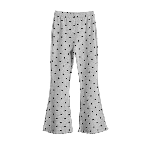 CPNG Girls' Pure Cotton Leggings Fashionable Flared Pants Bell Bottom Pants Summer Autumn Thin Polka Dot Leggings(Light Ashy,5-6 Years)