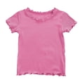 thumbnail image 1 of CPNG Girls Ribbed Knit Ruffled T Shirts Toddler Baby Girls Comfortable and Stylish Short Sleeved Ruffle T Shirts(Pink,12-18 Months), 1 of 8