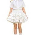 thumbnail image 1 of CPNG Girls Ruffled Layered Cake Skirt Sweet Elastic High Waist Solid Color A-line Casual Cute Skirts Princess Skirts(White,5-6 Years), 1 of 8