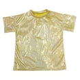 thumbnail image 1 of CPNG Girls Sequin Sparkly Loose T Shirt Children's Solid Color Crew Neck Short Sleeve Performance Wear (Gold,8-9 Years), 1 of 6