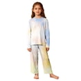 thumbnail image 1 of CPNG Girls Sleepwear Set Tie Dye Crewneck Long Sleeve Top and Matching Pants Soft Comfy Loungewear 2 Piece Set, 1 of 4
