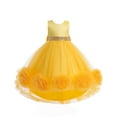 thumbnail image 1 of CPNG Girls' Sleeveless Satin & Tulle Flower Girl Dress – Sequin Waistband, 3D Ruffle Flower Accents & High-Low Tutu Skirt for Weddings, Birthday Parties, 1 of 9