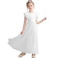 thumbnail image 1 of CPNG Girls' Soft Floor-Length Chiffon Dress – Ruffled Flutter Sleeves, Pleated Bodice & Cinched Waist for Flower Girl, Wedding Guest & Formal Special Occasions, 1 of 9